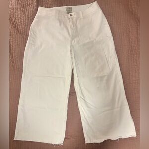 White Wide-Leg Ankle Pants